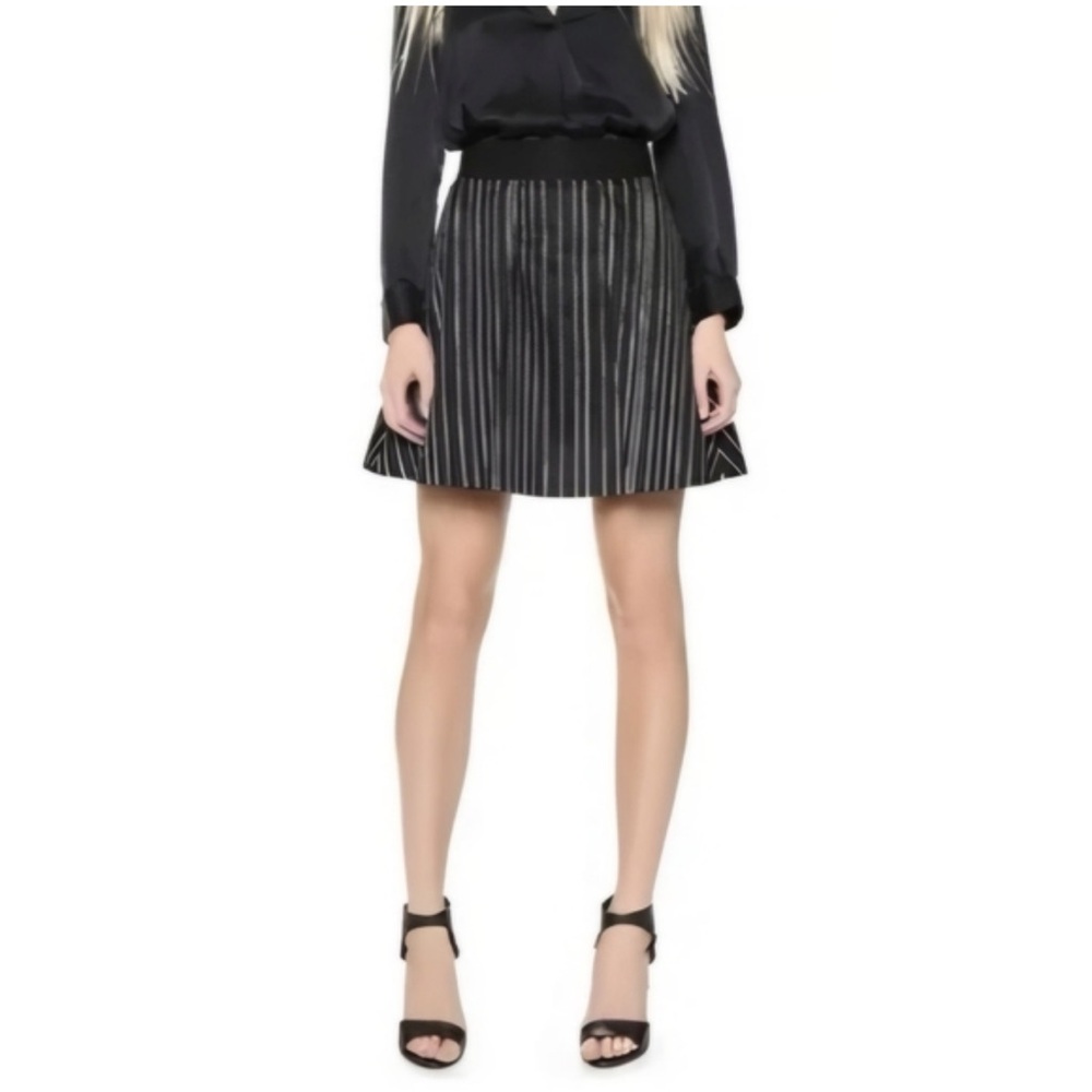 ALICE+OLIVIA Black White Libby Inverted Pleat Skirt